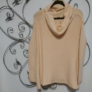 FREE PEOPLE Strawberry Fields cowl neck cotton blend pullover, L